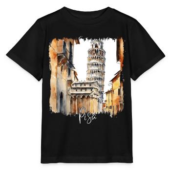 Aquarell von Pisa, Pisa, Italien - Stanley/Stella Kinder T-Shirt MINI CREATOR  - Schwarz - Vorne - Mikhail (115cm)