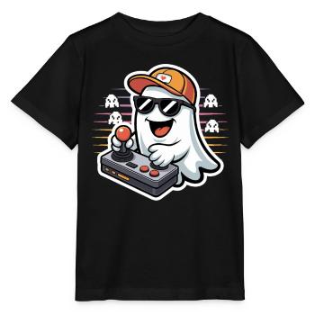 Retro Gamer Halloween Geist - Stanley/Stella Kinder T-Shirt MINI CREATOR  - Schwarz - Vorne - Mikhail (115cm)
