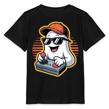 Retro Gamer Halloween Geist - Stanley/Stella Kinder T-Shirt MINI CREATOR  - Schwarz - Vorne - Mikhail (115cm)