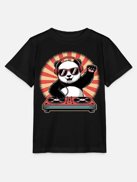 Panda DJ mit Kopfhörern - Stanley/Stella Kinder T-Shirt MINI CREATOR  - Schwarz
