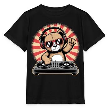 DJ Bär avec casque - T-shirt bio MINI CREATOR Stanley/Stella Enfant - noir - Devant - Mikhail (115cm)