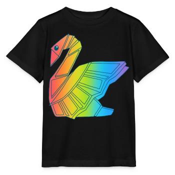 Rainbow Swan - Stanley/Stella MINI CREATOR Kids’ T-Shirt - black - Front - Mikhail (115cm)