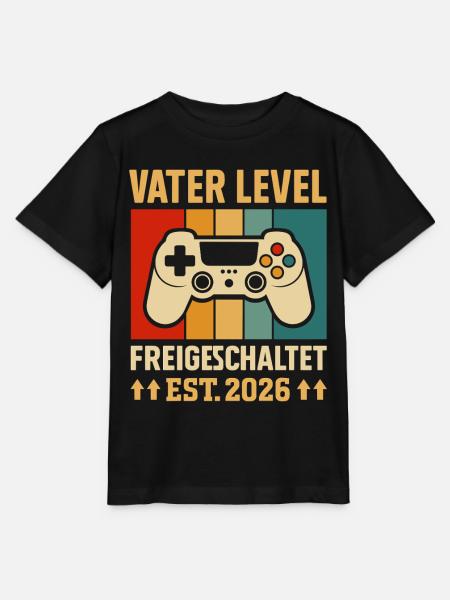 Zocker Papa VATER LEVEL FREIGESCHALTET EST 2026 - Stanley/Stella Kinder T-Shirt MINI CREATOR  - Schwarz