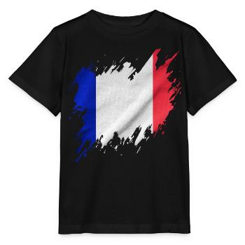 Flagge Frankreichs, zerrissen Stil - Stanley/Stella Kinder T-Shirt MINI CREATOR  - Schwarz - Vorne - Mikhail (115cm)