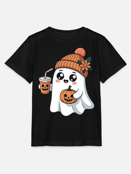 Niedliches Geist Mit Pumpkin Spice Latte Und - Stanley/Stella Kinder T-Shirt MINI CREATOR  - Schwarz