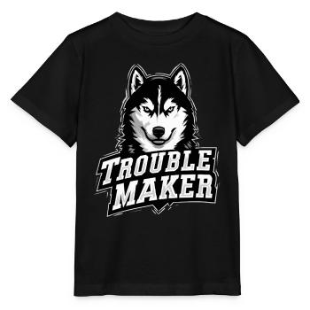 Husky – FAUTEUR DE TROUBLES | Conception de chien drôle - T-shirt bio MINI CREATOR Stanley/Stella Enfant - noir - Devant - Mikhail (115cm)