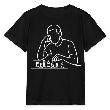 Schachspieler Skizze – minimalistisches Denkmotiv - Stanley/Stella Kinder T-Shirt MINI CREATOR  - Schwarz - Vorne - Mikhail (115cm)
