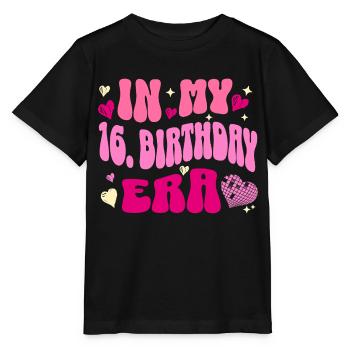 In My 16th Birthday Era Retro Herz Design - Stanley/Stella Kinder T-Shirt MINI CREATOR  - Schwarz - Vorne - Mikhail (115cm)