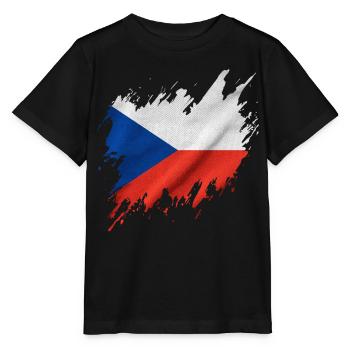 Flagge von Tschechien im zerrissenen Stil - Stanley/Stella Kinder T-Shirt MINI CREATOR  - Schwarz - Vorne - Mikhail (115cm)
