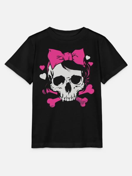 Pink Skull mit Zöpfen und Schleifen - Stanley/Stella Kinder T-Shirt MINI CREATOR  - Schwarz
