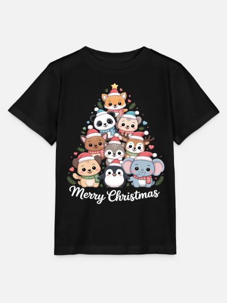 Tierischer Weihnachtsbaum – Niedliche Xmas Tiere - Stanley/Stella Kinder T-Shirt MINI CREATOR  - Schwarz