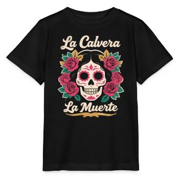 Crâne en sucre Noël homme floral - T-shirt bio MINI CREATOR Stanley/Stella Enfant - noir - Devant - Mikhail (115cm)