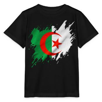 Algerische Flagge, zerrissener Stil - Stanley/Stella Kinder T-Shirt MINI CREATOR  - Schwarz - Vorne - Mikhail (115cm)