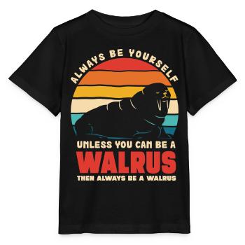 Walrus Selbstbewusstsein Retro - Stanley/Stella Kinder T-Shirt MINI CREATOR  - Schwarz - Vorne - Mikhail (115cm)