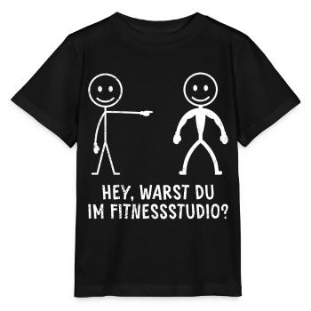 Fitnessstudio HEY WARST DU IM FITNESSSTUDIO LUSTIG - Stanley/Stella Kinder T-Shirt MINI CREATOR  - Schwarz - Vorne - Mikhail (115cm)
