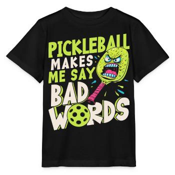 Le pickleball me fait dire des gros mots - T-shirt bio MINI CREATOR Stanley/Stella Enfant - noir - Devant - Mikhail (115cm)