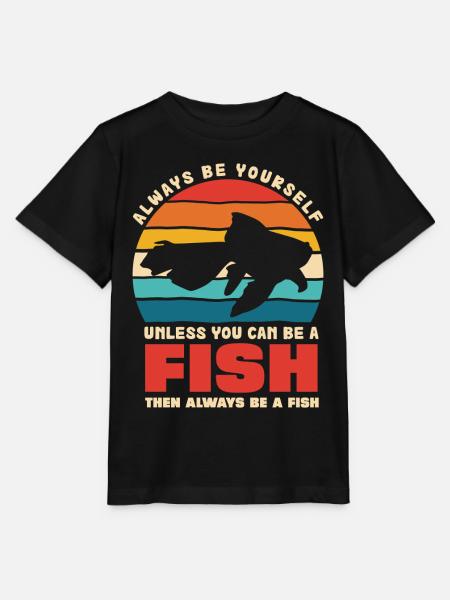 Fisch Selbst Sein Retro Sonnenuntergang - Stanley/Stella Kinder T-Shirt MINI CREATOR - Schwarz
