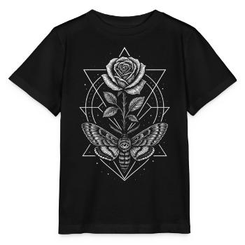Moth Rose Occultism Esotericism Mystical Design - Stanley/Stella MINI CREATOR Kids’ T-Shirt - black - Front - Mikhail (115cm)