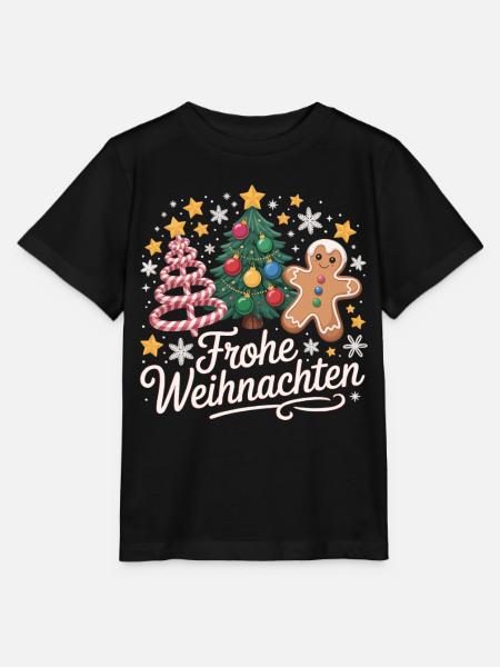 Frohe Weihnachten mit Sterne & Zuckerstange - Stanley/Stella Kinder T-Shirt MINI CREATOR - Schwarz