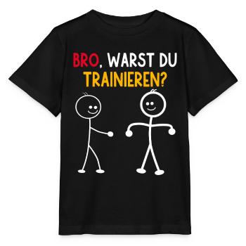Strichmännchen WARST DU TRAINIEREN LUSTIG - Stanley/Stella Kinder T-Shirt MINI CREATOR  - Schwarz - Vorne - Mikhail (115cm)