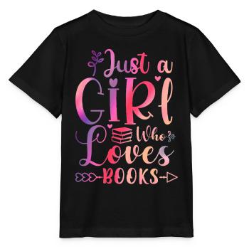 Juste une fille qui aime les livres - T-shirt bio MINI CREATOR Stanley/Stella Enfant - noir - Devant - Mikhail (115cm)