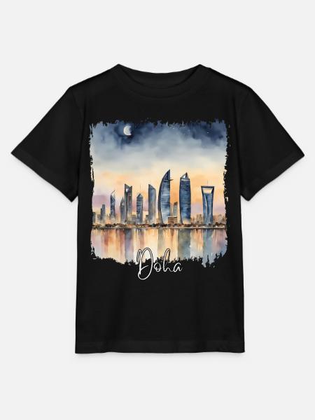 Doha Aquarell, Doha Katar - Stanley/Stella Kinder T-Shirt MINI CREATOR  - Schwarz