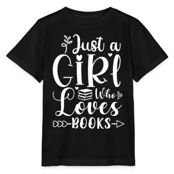 Juste une fille qui aime les livres - T-shirt bio MINI CREATOR Stanley/Stella Enfant - noir - Devant - Mikhail (115cm)