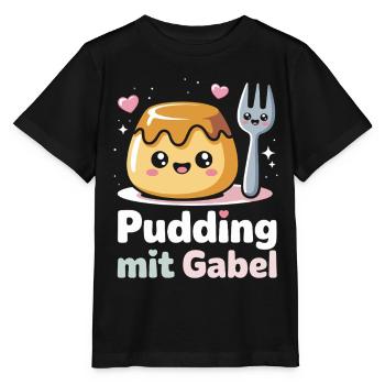 Pudding with fork - Stanley/Stella MINI CREATOR Kids’ T-Shirt - black - Front - Mikhail (115cm)