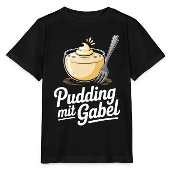 Pudding with fork - Stanley/Stella MINI CREATOR Kids’ T-Shirt - black - Front - Mikhail (115cm)
