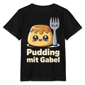 Pudding with fork - Stanley/Stella MINI CREATOR Kids’ T-Shirt - black - Front - Mikhail (115cm)