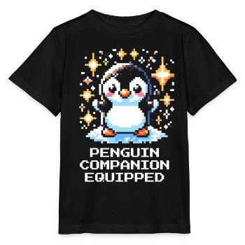 Penguin Companion | Cute Gamer Companion - Stanley/Stella MINI CREATOR Kids’ T-Shirt - black - Front - Mikhail (115cm)