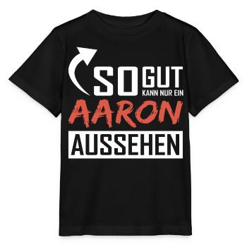 Seul un Aaron peut être aussi beau - T-shirt bio MINI CREATOR Stanley/Stella Enfant - noir - Devant - Mikhail (115cm)