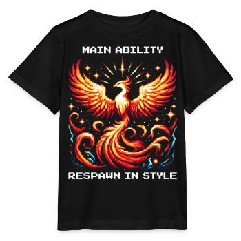 Hauptfähigkeit: Respawn mit Stil | Phönix - Stanley/Stella Kinder T-Shirt MINI CREATOR  - Schwarz - Vorne - Mikhail (115cm)