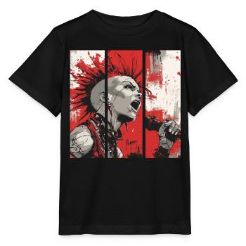 Punk Rebellion – Chanteur avec mohawk - T-shirt bio MINI CREATOR Stanley/Stella Enfant - noir - Devant - Mikhail (115cm)