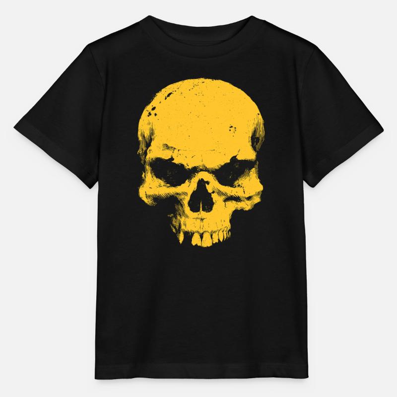 Gelber Totenkopf Kontrast - Stanley/Stella Kinder T-Shirt MINI CREATOR - Schwarz