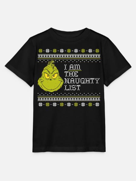 The Grinch Christmas Motif I Am The Naughty List - Stanley/Stella MINI CREATOR Kids’ T-Shirt - black