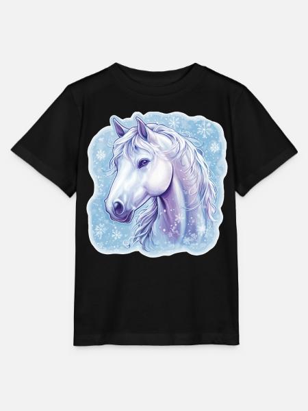 Pferd Schneeflocken - Stanley/Stella Kinder T-Shirt MINI CREATOR - Schwarz