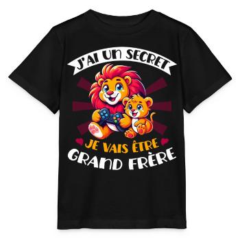 j'ai un secret je vais être grand frère - T-shirt bio MINI CREATOR Stanley/Stella Enfant - noir - Devant - Mikhail (115cm)