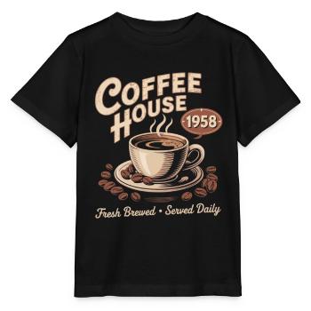 Publicité pour le café vintage - T-shirt bio MINI CREATOR Stanley/Stella Enfant - noir - Devant - Mikhail (115cm)