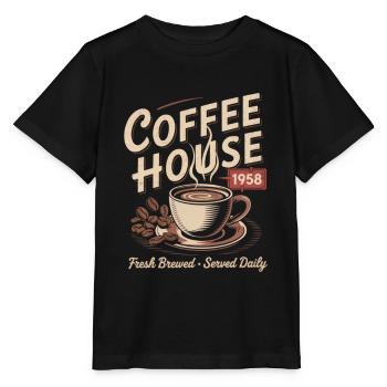 Publicité pour le café vintage - T-shirt bio MINI CREATOR Stanley/Stella Enfant - noir - Devant - Mikhail (115cm)