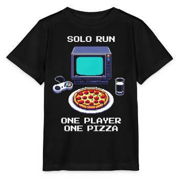 Course en solo : un joueur, une pizza | Jeu solo - T-shirt bio MINI CREATOR Stanley/Stella Enfant - noir - Devant - Mikhail (115cm)