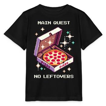 Main Quest: No Leftovers | Pizza RPG Humor - Stanley/Stella MINI CREATOR Kids’ T-Shirt - black - Front - Mikhail (115cm)