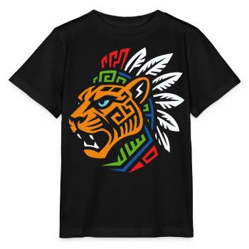 Tribal Tiger – Kraftvolles Ethno Design - Stanley/Stella Kinder T-Shirt MINI CREATOR  - Schwarz - Vorne - Mikhail (115cm)