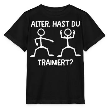 Strichmännchen HAST DU TRAINIERT Lustiges - Stanley/Stella Kinder T-Shirt MINI CREATOR  - Schwarz - Vorne - Mikhail (115cm)