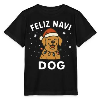 Feliz Navi Chien Père Noël Vacances Fun - T-shirt bio MINI CREATOR Stanley/Stella Enfant - noir - Devant - Mikhail (115cm)