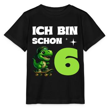 Cadeau d’anniversaire de 6 ans de Dino T-Rex - T-shirt bio MINI CREATOR Stanley/Stella Enfant - noir - Devant - Mikhail (115cm)