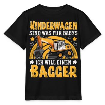 Bagger Kinderwagen - Stanley/Stella Kinder T-Shirt MINI CREATOR  - Schwarz - Vorne - Mikhail (115cm)