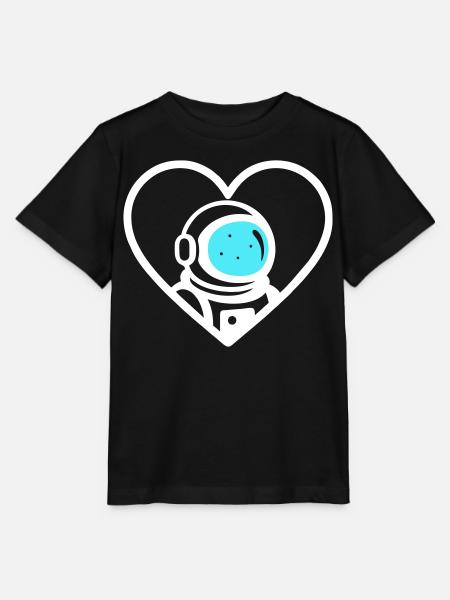 Astronaut Heart Space Cosmic Helmet - Stanley/Stella MINI CREATOR Kids’ T-Shirt - black