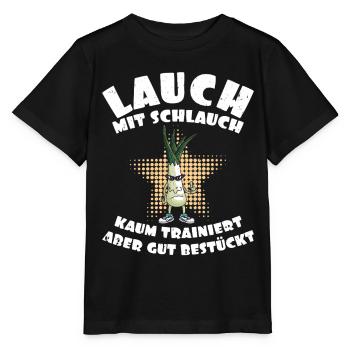 Gym LAUCH MIT SCHLAUCH KAUM TRAINIERT Lustig - Stanley/Stella Kinder T-Shirt MINI CREATOR  - Schwarz - Vorne - Mikhail (115cm)
