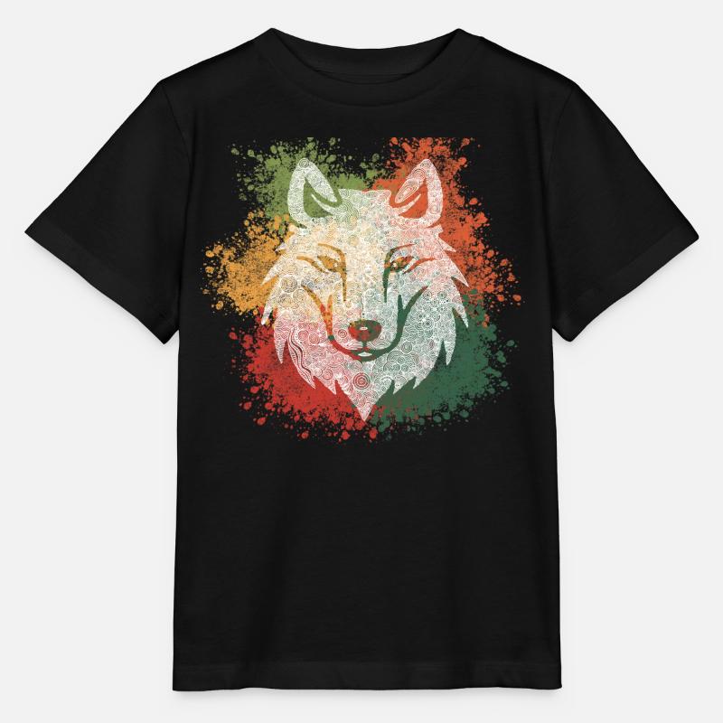 Zentangle Wolf - Stanley/Stella MINI CREATOR Kids’ T-Shirt - black